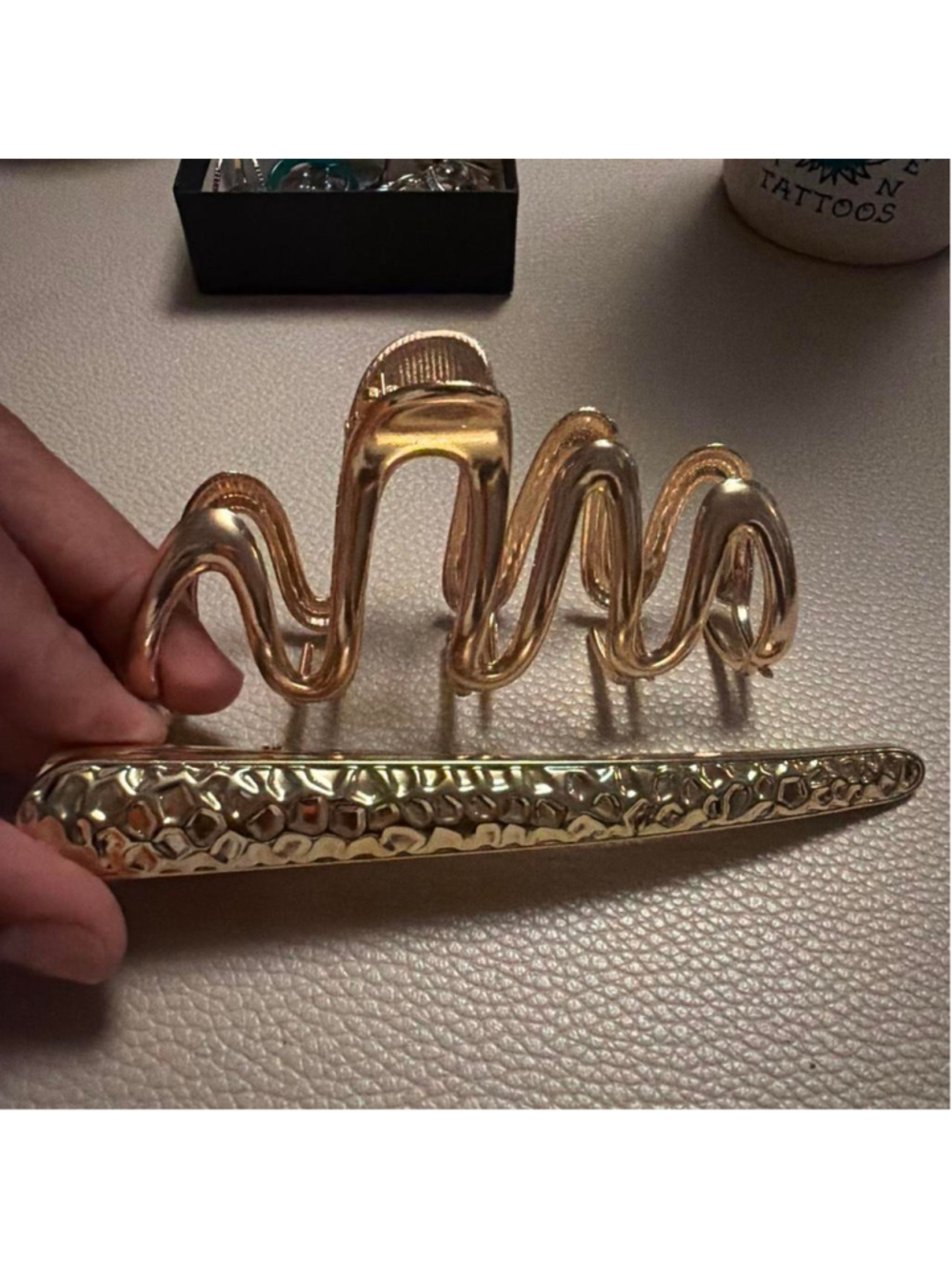 Set of 2 Gold hair clips base #clawhairclip #wavy